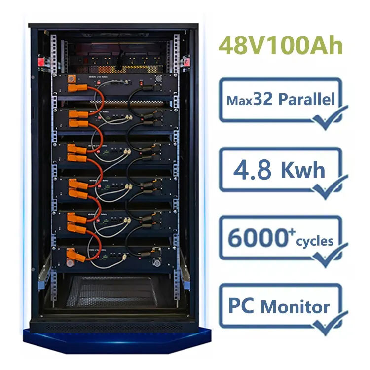 48V 100AH ​​Rack Modelo Energia Biltegiratzeko Litio Bateria